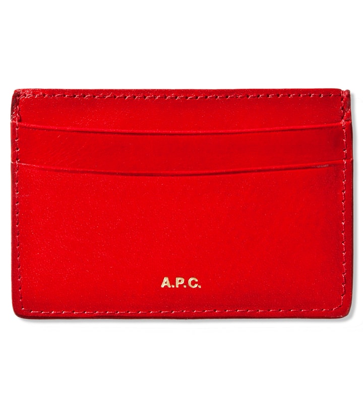 A.P.C. Red Cardholder In Thick Leather