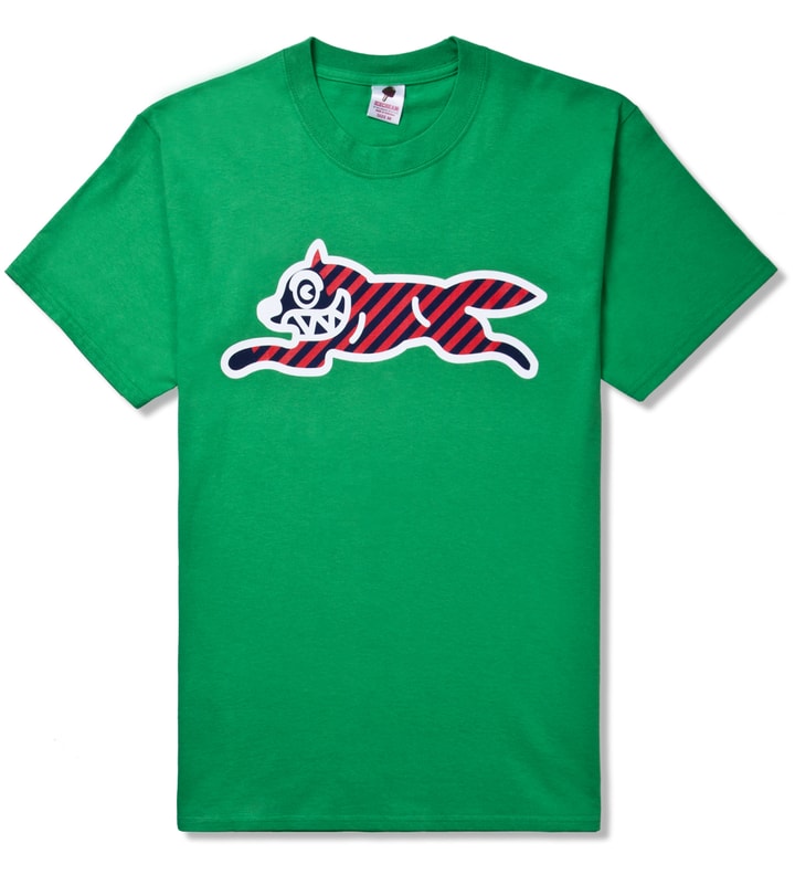 Green Striped Running Dog T-Shirt  Placeholder Image