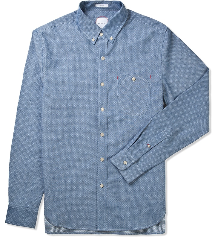 Navy Japanese Needle Out Chambray Shirt Placeholder Image