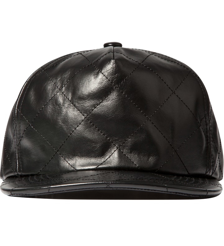 Black Quilted Leather Hat Placeholder Image