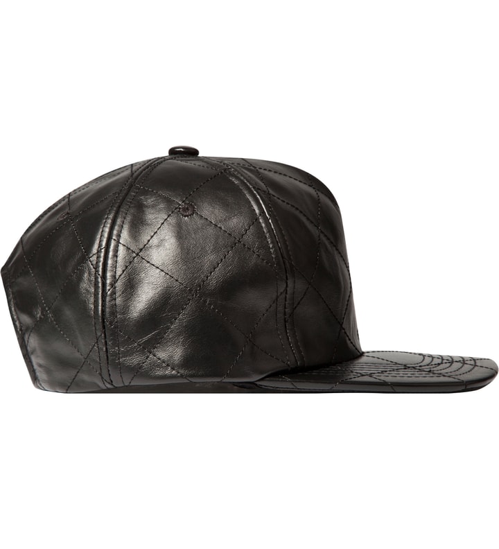 Black Quilted Leather Hat Placeholder Image