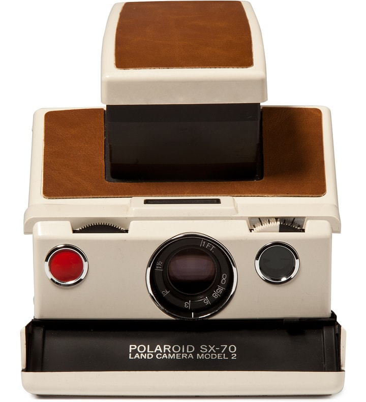 Brown Leather On White Body Refurbished Vintage Polaroid SX-70 Camera Placeholder Image