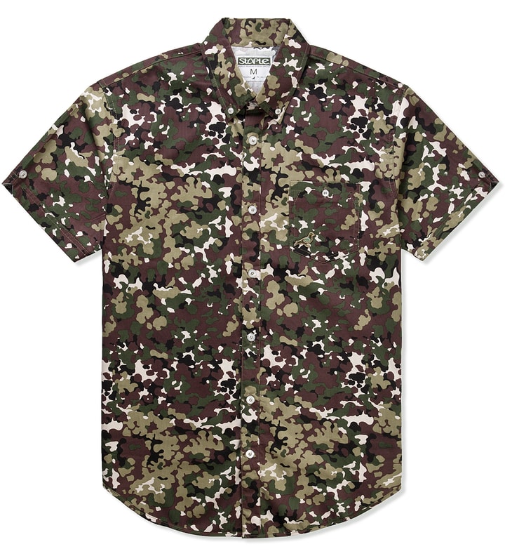 Olive Pigeon Camo Button Down Shirt Placeholder Image