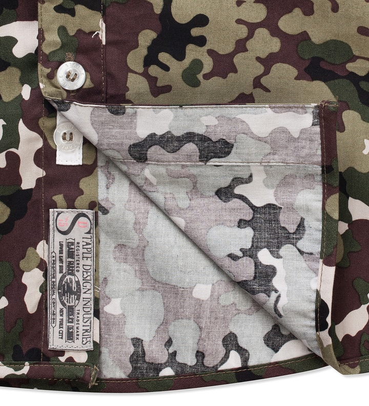 Olive Pigeon Camo Button Down Shirt Placeholder Image