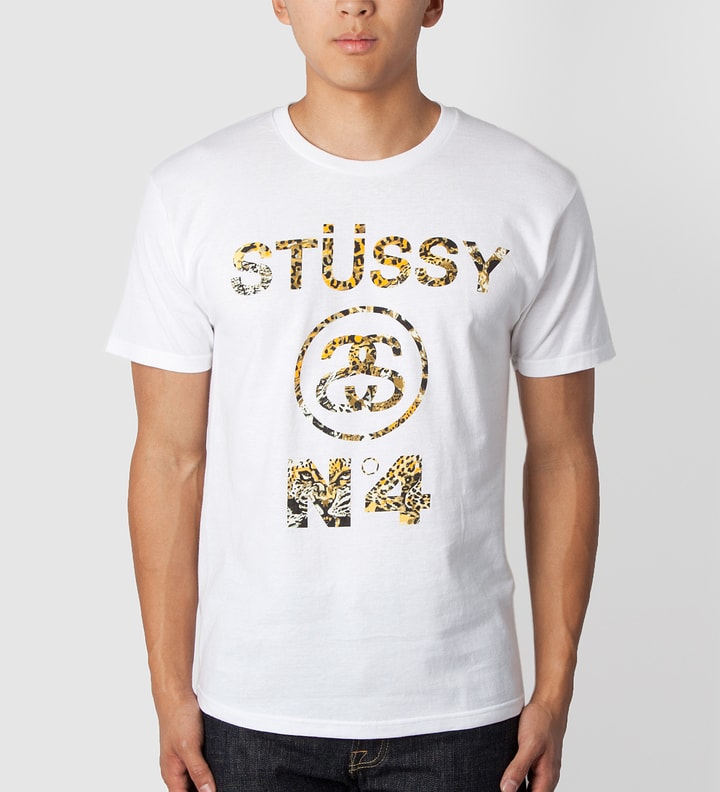 White Cheetah Stussy No. 4 T-Shirt Placeholder Image