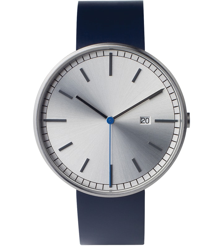 Brushed Steel/Blue Leather 200 Series Calendar Watch Placeholder Image