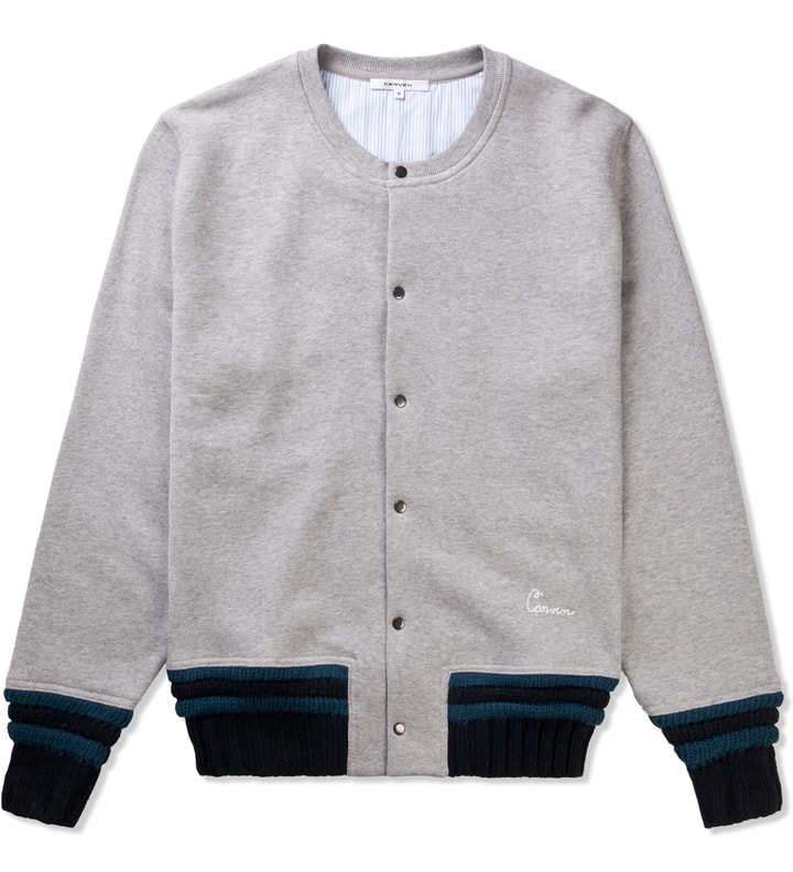 Mottled Grey Cote Fleece Knit Rib Cardigan Placeholder Image