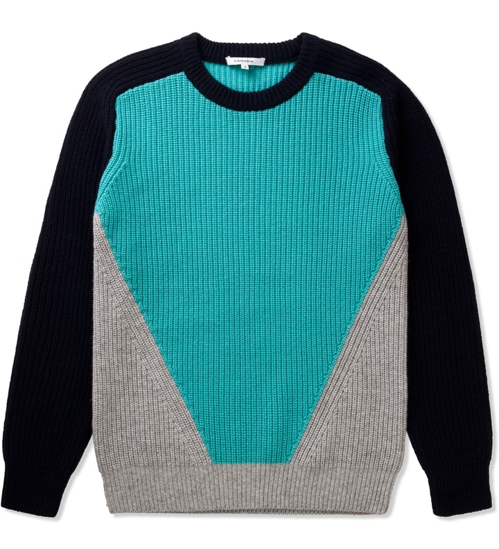 Navy Three Coloured Knit Pullover Placeholder Image