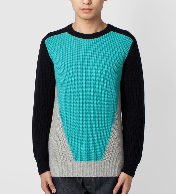 Navy Three Coloured Knit Pullover Placeholder Image