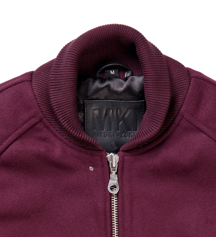 Burgundy MKI Black Raglan Varsity Jacket Placeholder Image