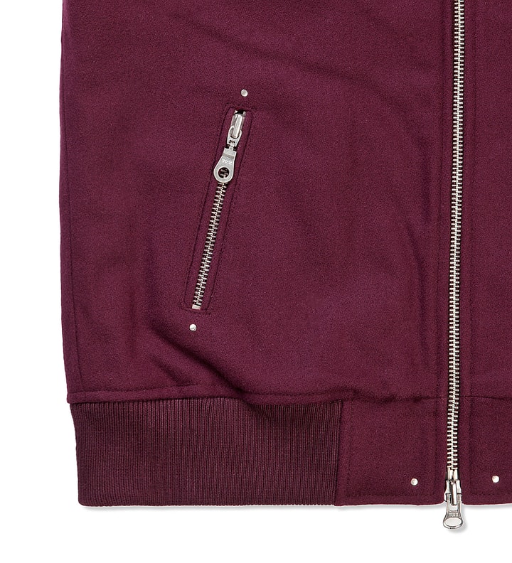 Burgundy MKI Black Raglan Varsity Jacket Placeholder Image