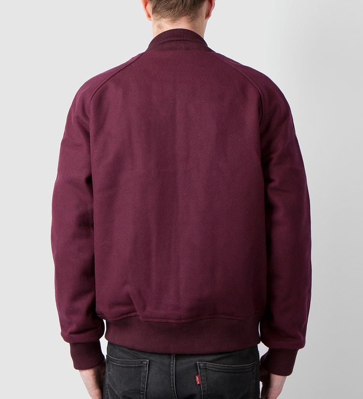 Burgundy MKI Black Raglan Varsity Jacket Placeholder Image