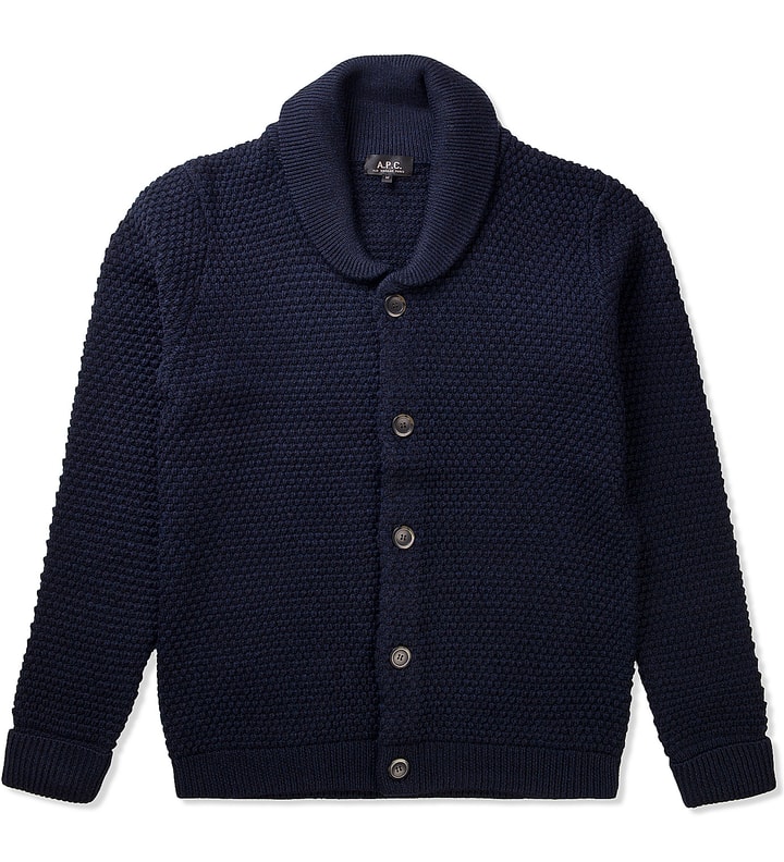 Heather Navy Blue Shawl Collar Cardigan Placeholder Image