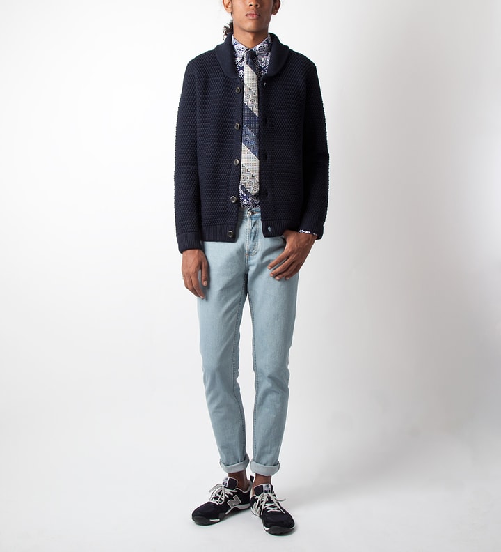 Heather Navy Blue Shawl Collar Cardigan Placeholder Image
