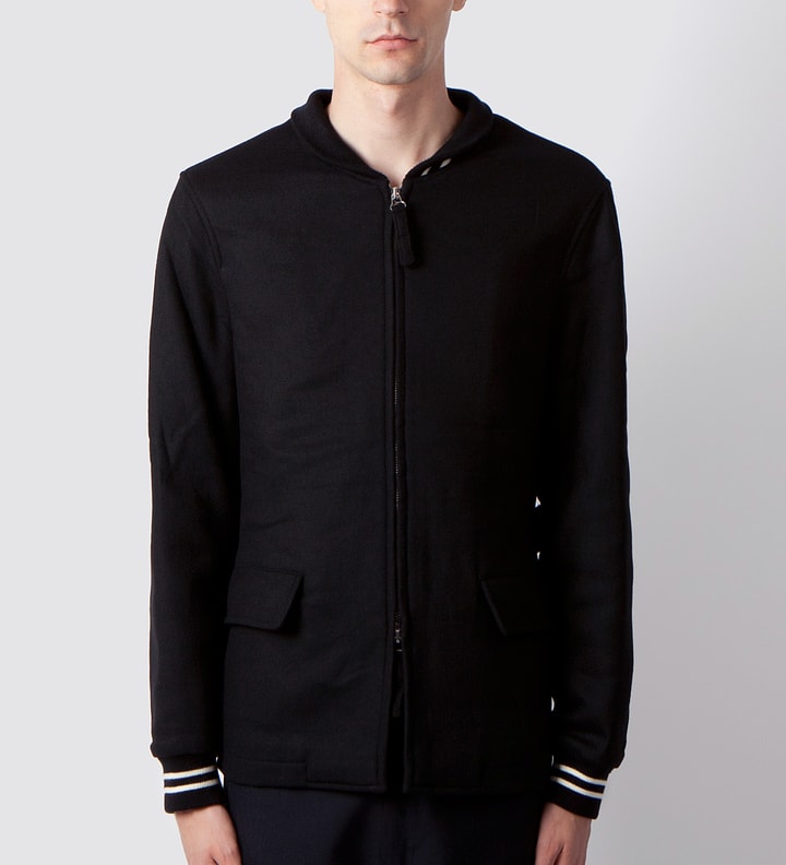 Black Cinched Waist Varsity Jacket Placeholder Image