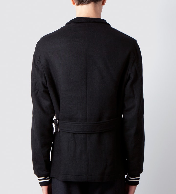 Black Cinched Waist Varsity Jacket Placeholder Image