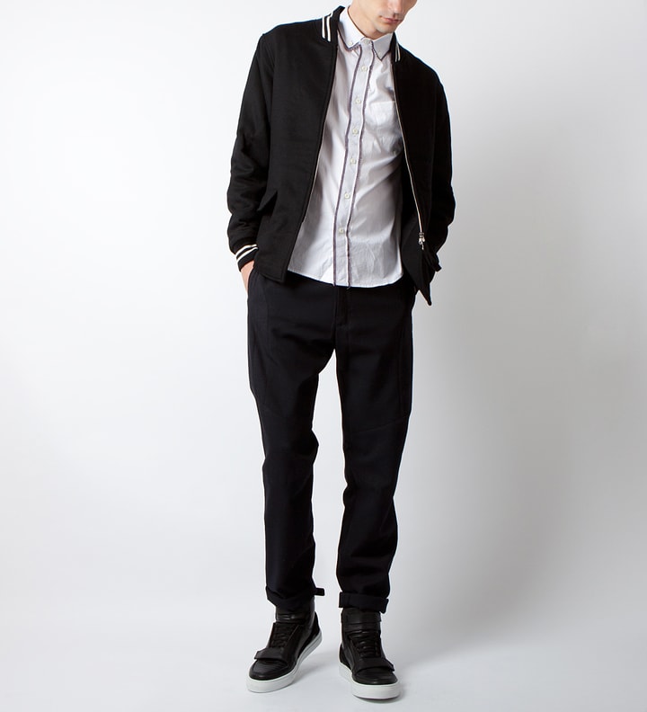 Black Cinched Waist Varsity Jacket Placeholder Image
