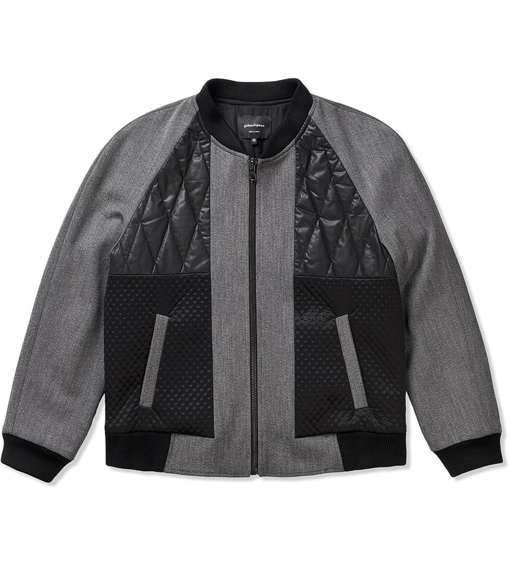 Grey/Black Multi Textured Bomber Placeholder Image