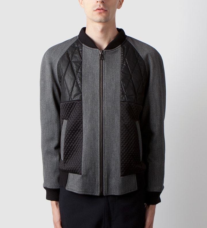 Grey/Black Multi Textured Bomber Placeholder Image