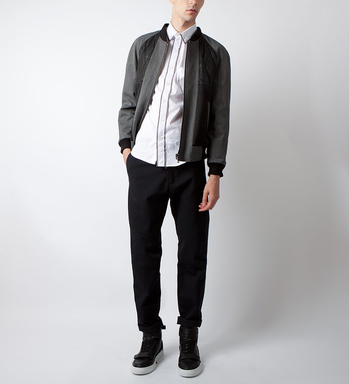 Grey/Black Multi Textured Bomber Placeholder Image