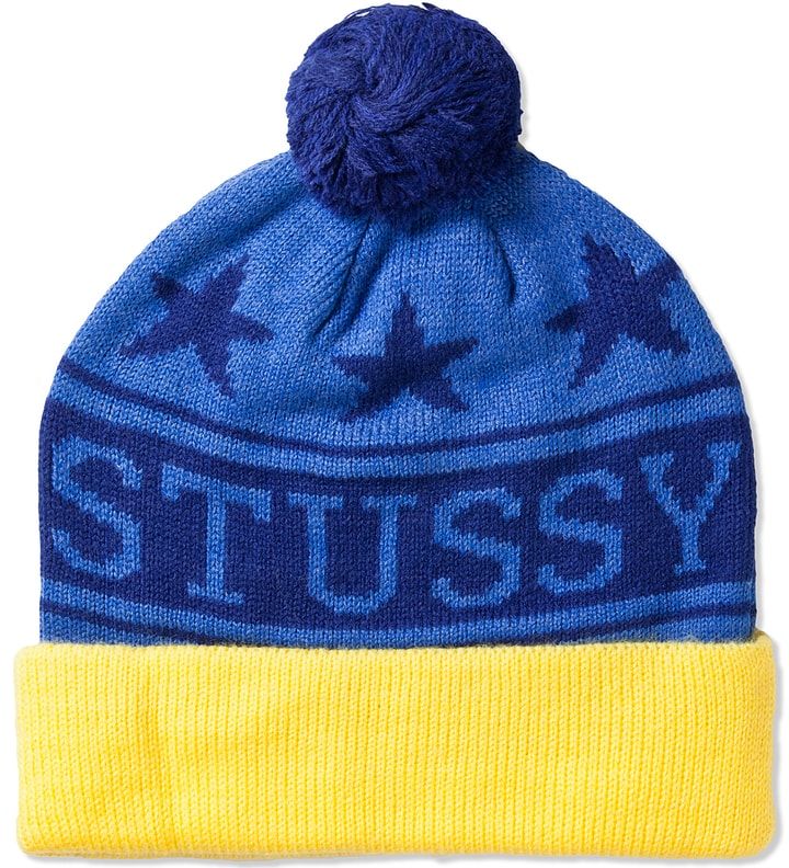 Blue Retro Star Pom-Pom Beanie  Placeholder Image