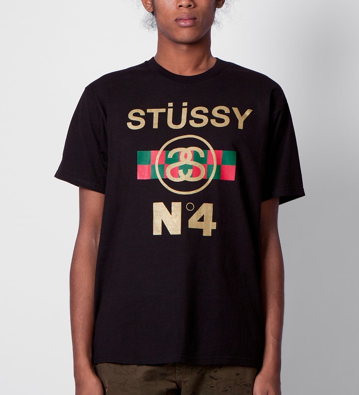 Black Stussy No. 4 Check T-Shirt Placeholder Image