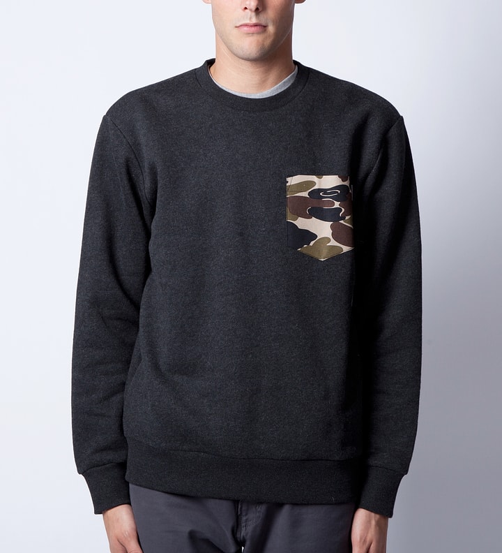 Black Heather/Camo Eaton Pocket Sweater Placeholder Image