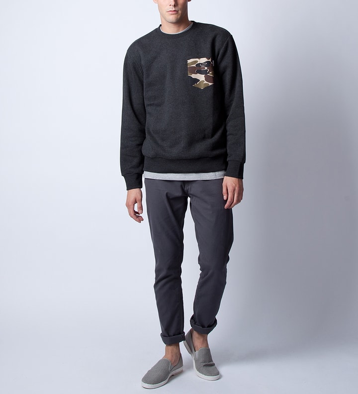 Black Heather/Camo Eaton Pocket Sweater Placeholder Image