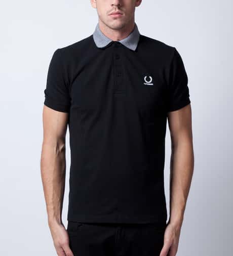 Raf Simons x Fred Perry - Black Shirt With Checkerboard Collar 