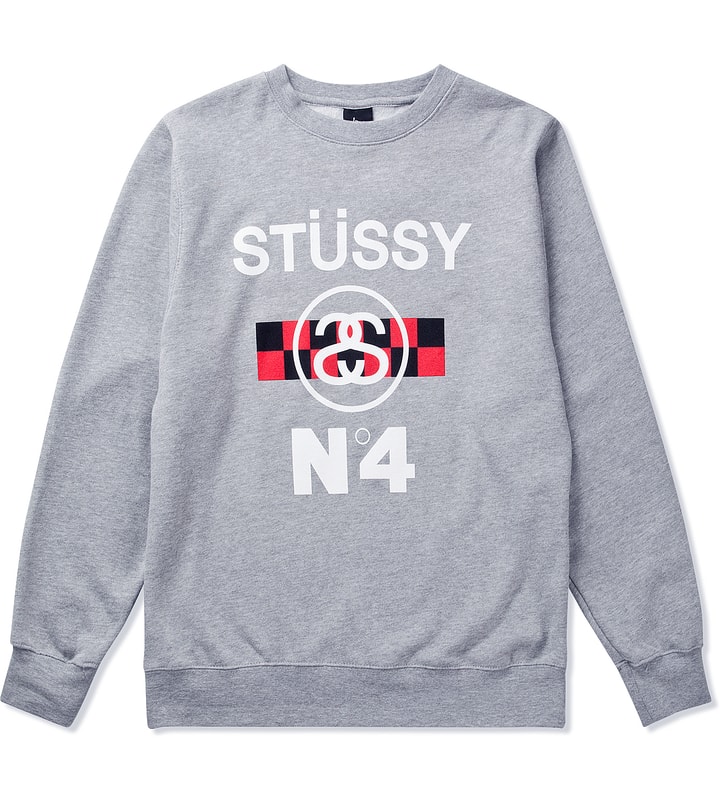 Heather Grey Stussy No.4 Check Crewneck  Placeholder Image