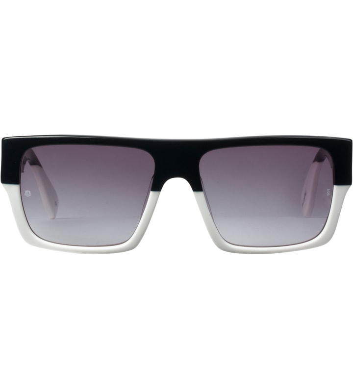 Black & White/Black Leather With Gradient Dark Grey Lens MVP Sunglasses  Placeholder Image