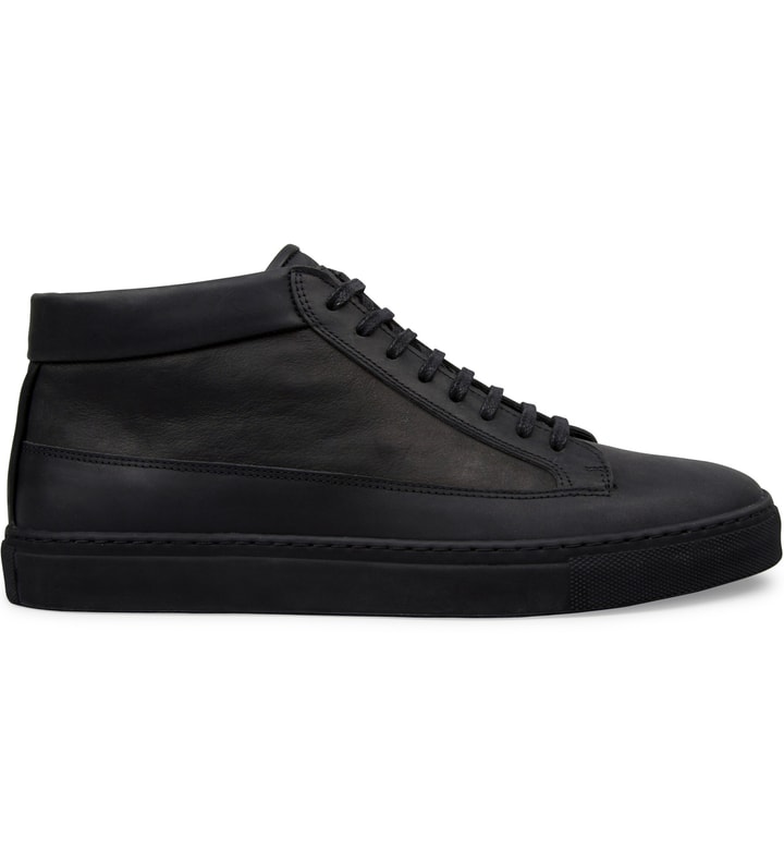 All Black Waxed Nubuck Mid Top Shoe  Placeholder Image