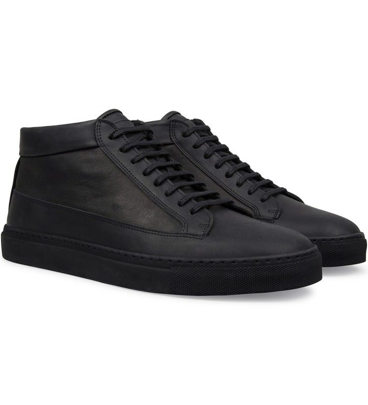 All Black Waxed Nubuck Mid Top Shoe  Placeholder Image