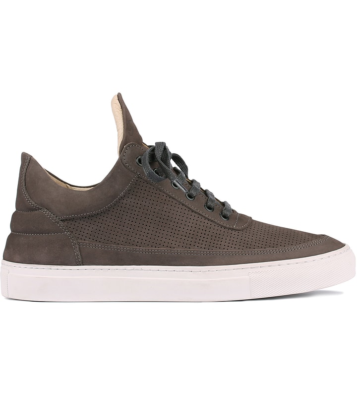 Filling Pieces Perforated Grey Lowtop Shoe
