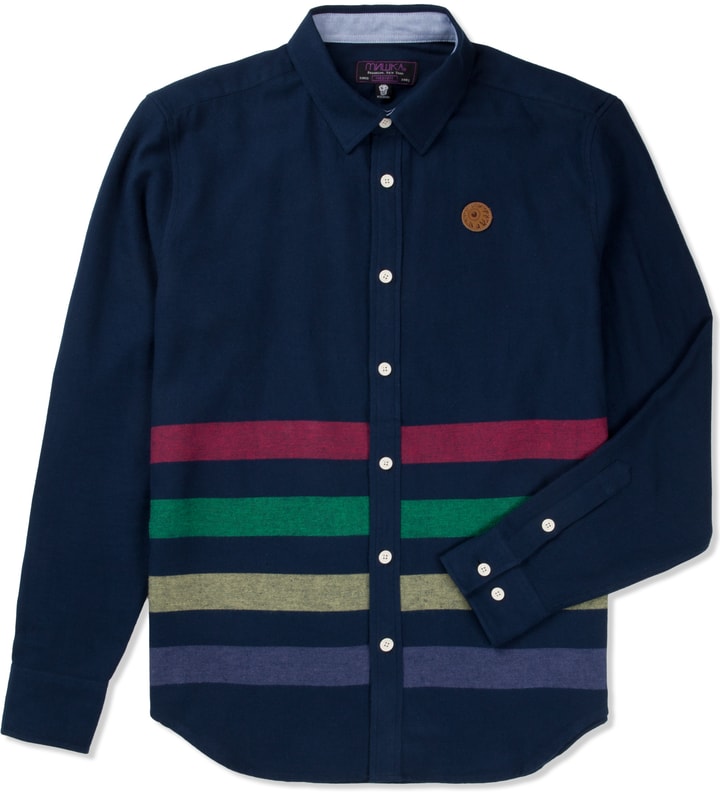 Mishka Navy Broadway Button-Up Flannel Shirt 