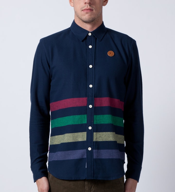 Mishka Navy Broadway Button-Up Flannel Shirt 