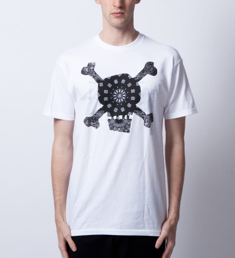 Stussy - White/Black Paisley Skull T 