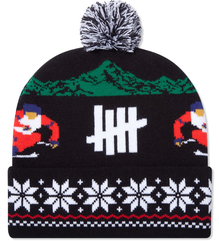 Black Slalom Pom-Pom Beanie  Placeholder Image