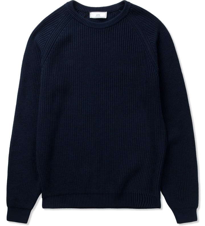 Navy Ribbed Knit Sweater  Placeholder Image