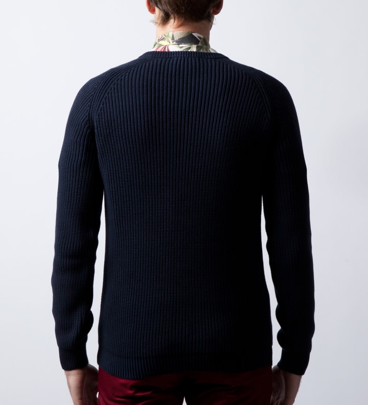 Navy Ribbed Knit Sweater  Placeholder Image