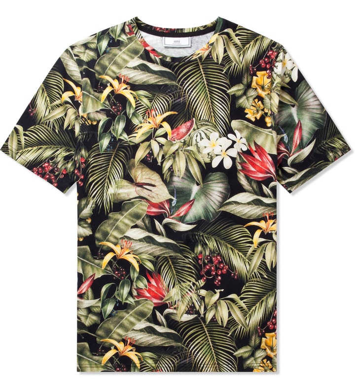 Black Tropical Printed Jersey T-Shirt  Placeholder Image