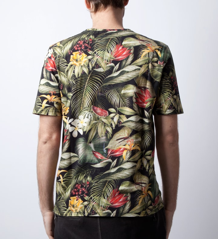 Black Tropical Printed Jersey T-Shirt  Placeholder Image