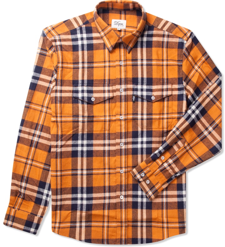 Orange Steamer Plaid Cotton Flannel Shirt  Placeholder Image