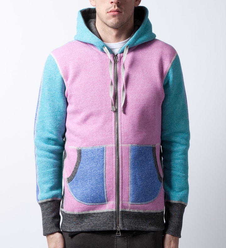 Multi Colour RC-3245 Colorblock Tiger Fleece Zip Hoodie Placeholder Image