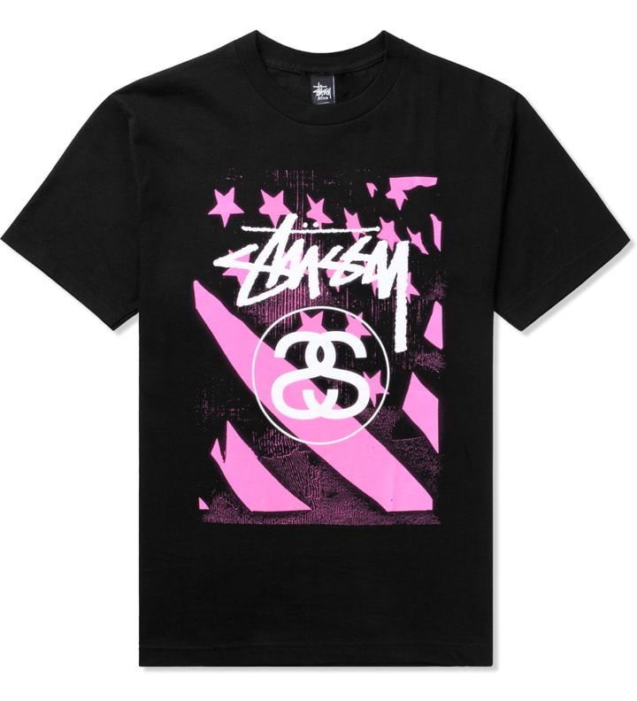 Black/Pink Stussy Flag T-Shirt Placeholder Image