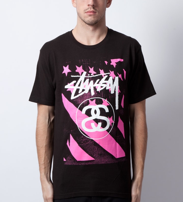 Black/Pink Stussy Flag T-Shirt Placeholder Image