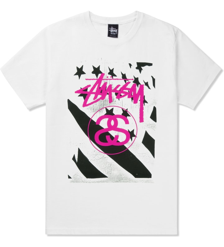 White/Pink Stussy Flag T-Shirt Placeholder Image