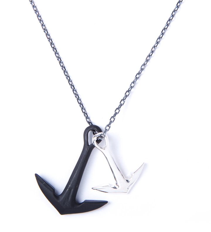 Miansai Black Double Anchor Silver Necklace