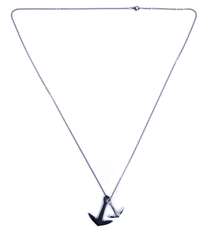 Miansai Black Double Anchor Silver Necklace