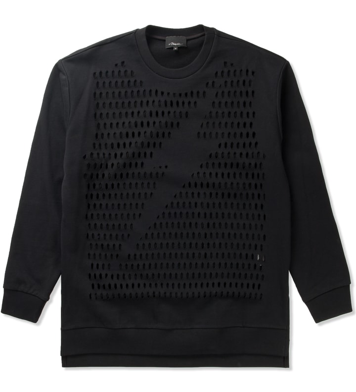 Soft Black Laser Cut Lightning Bolt Pullover Sweater  Placeholder Image
